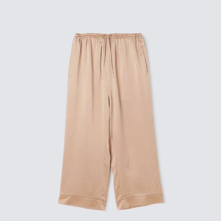 純蠶絲長袖長褲睡衣套裝_粉米色