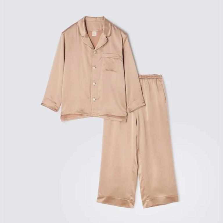 純蠶絲長袖長褲睡衣套裝_粉米色