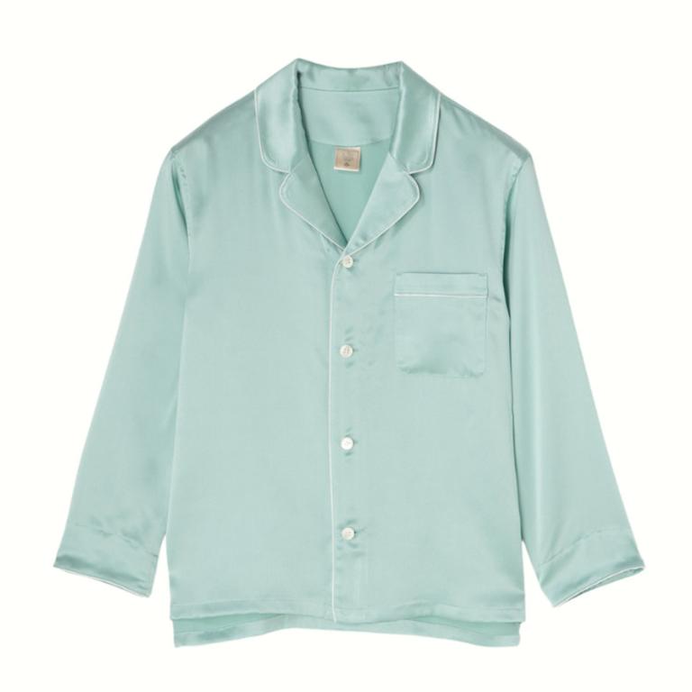 純蠶絲長袖長褲睡衣套裝_薄荷綠