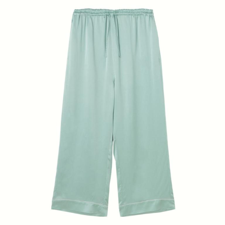 純蠶絲長袖長褲睡衣套裝_薄荷綠