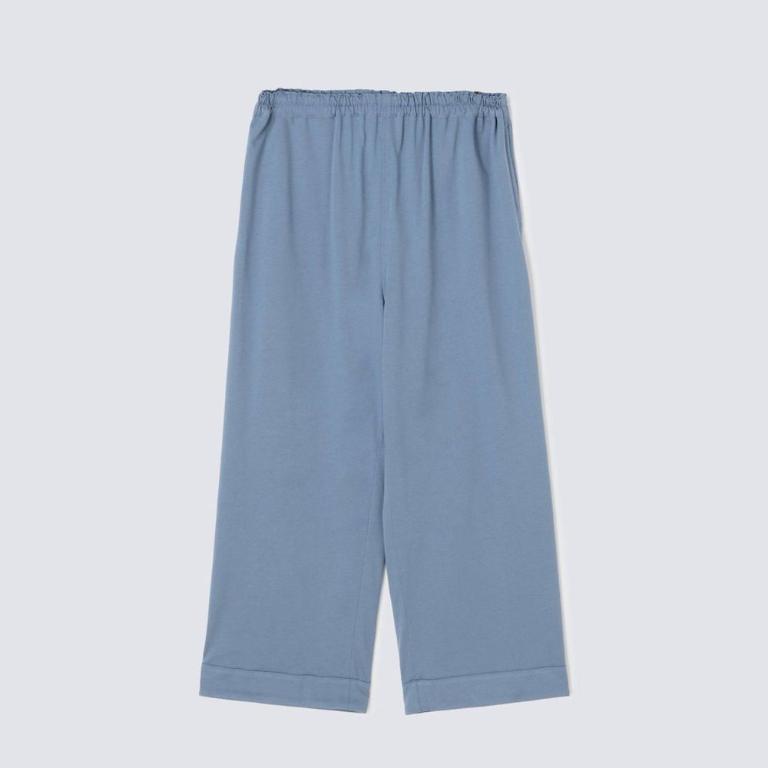 皇家有機純棉排釦 長袖長褲睡衣套裝_鈷藍色