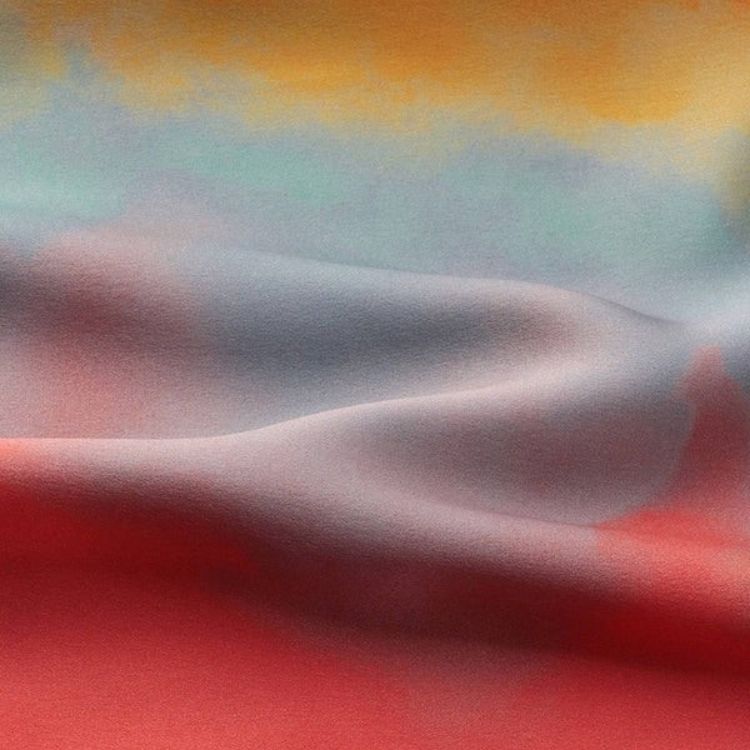 渡假風情款 水彩紋純蠶絲長袖長褲睡衣套裝_晚霞