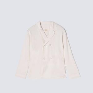 皇家有機純棉排釦 長袖長褲睡衣套裝_白色