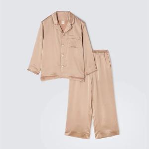 純蠶絲長袖長褲睡衣套裝_粉米色
