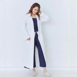 綁帶純匹馬棉浴袍_白色