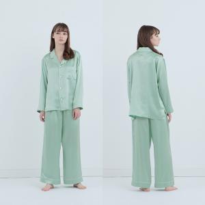 純蠶絲長袖長褲睡衣套裝_薄荷綠
