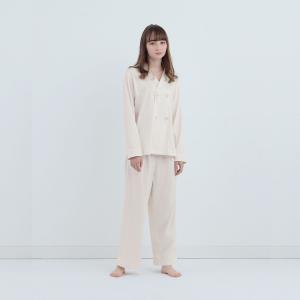 皇家有機純棉排釦 長袖長褲睡衣套裝_白色