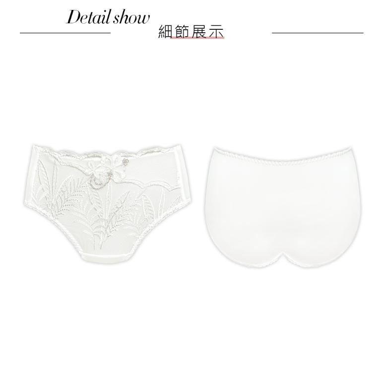 【思薇爾】晶燦珠戀系列M-XXL涼感消臭蕾絲刺繡中腰三角女內褲(奶酪白)