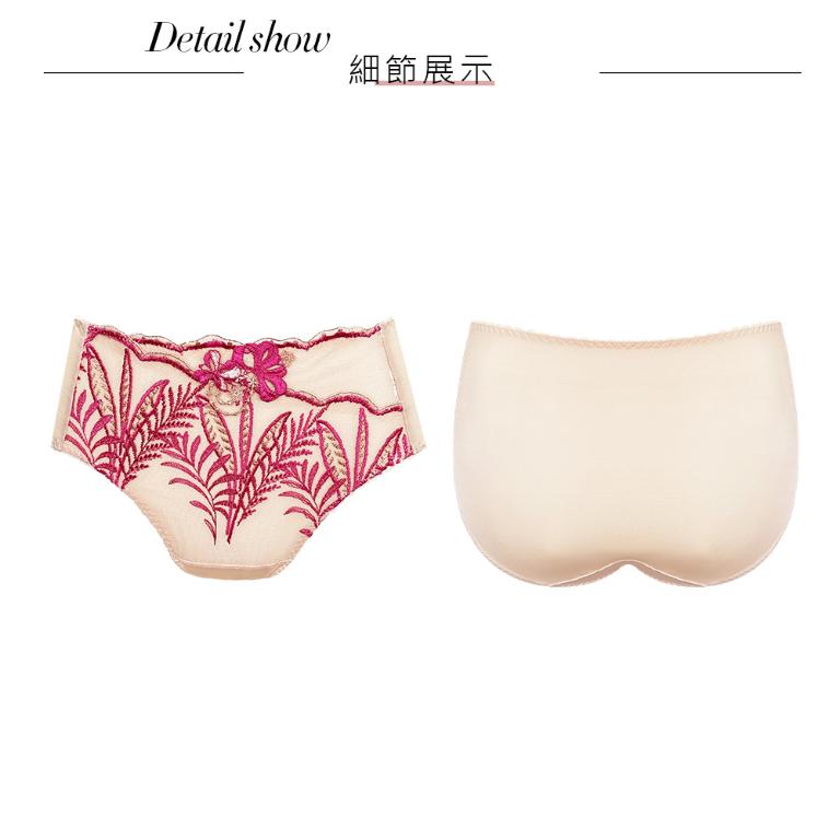 【思薇爾】晶燦珠戀系列M-XXL涼感消臭蕾絲刺繡中腰三角女內褲(嫣桃膚)