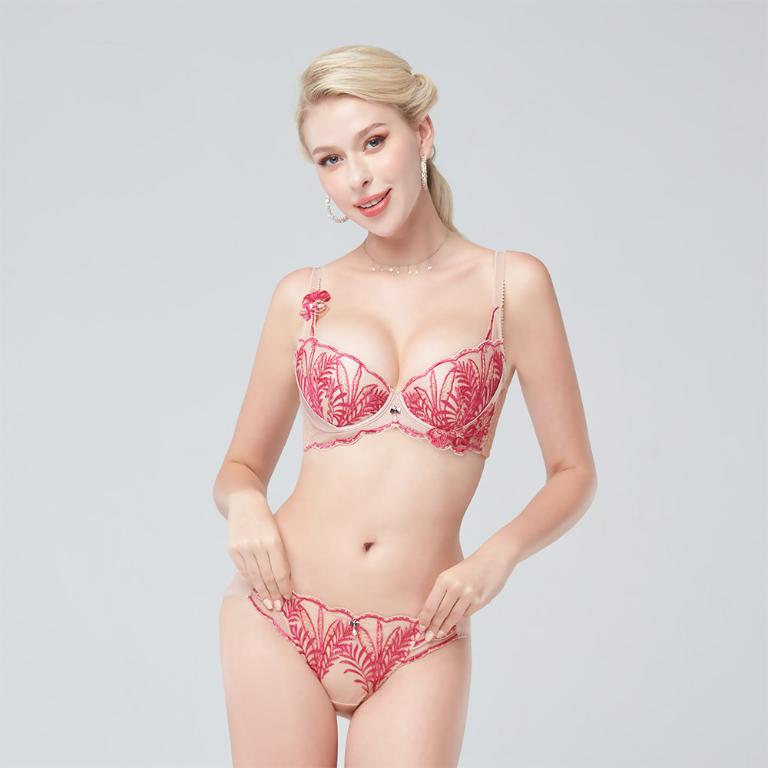 【思薇爾】晶燦珠戀系列C-G罩軟鋼圈背心型蕾絲刺繡集中包覆女內衣(嫣桃膚)