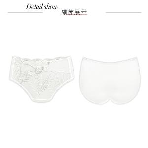 【思薇爾】晶燦珠戀系列M-XXL涼感消臭蕾絲刺繡中腰三角女內褲(奶酪白)