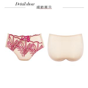 【思薇爾】晶燦珠戀系列M-XXL涼感消臭蕾絲刺繡中腰三角女內褲(嫣桃膚)