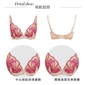 【思薇爾】晶燦珠戀系列B-E罩軟鋼圈蕾絲刺繡集中包覆女內衣(嫣桃膚)