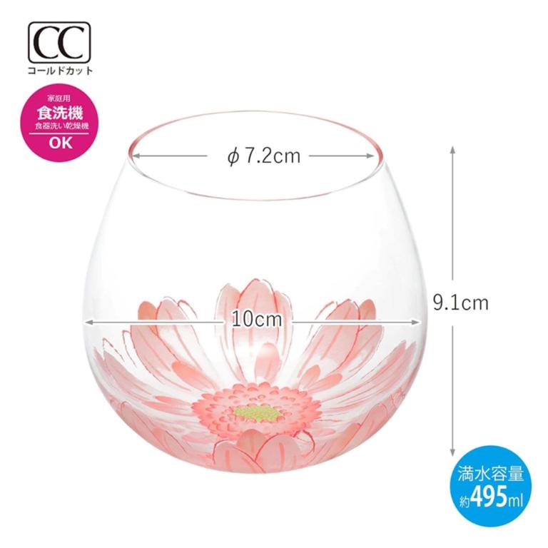 東洋佐佐木 BENE DIRE Fleurir 花樣蛋型玻璃杯495ml