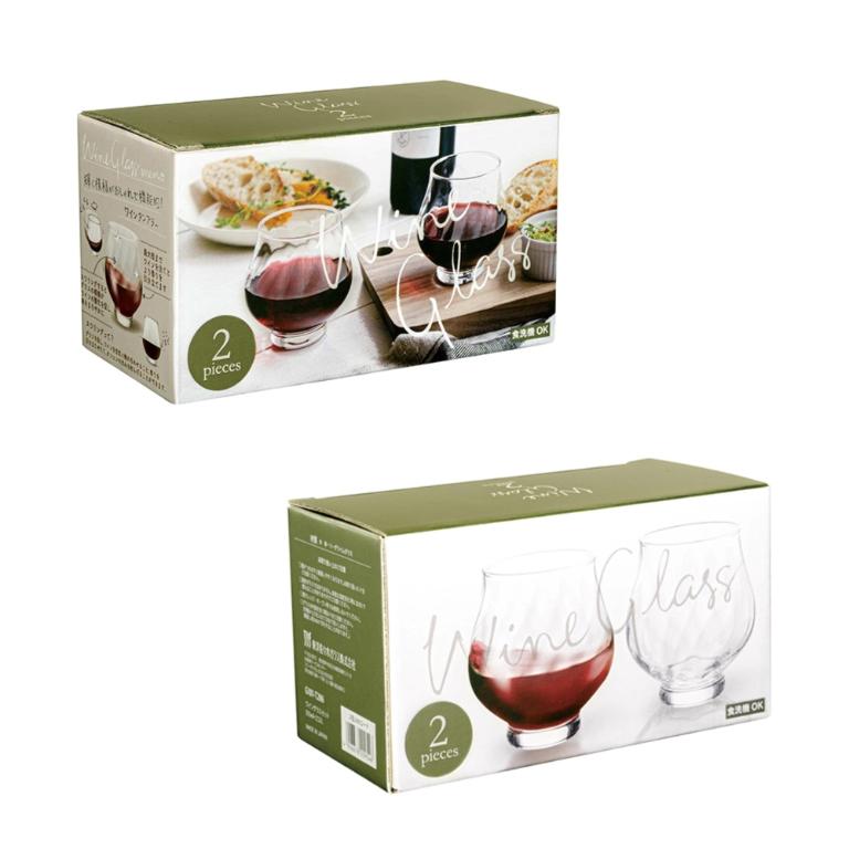 東洋佐佐木 Wine Glass Memo 螺旋菱格玻璃紅酒杯335ml二入組