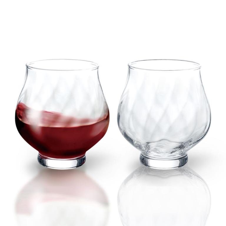 東洋佐佐木 Wine Glass Memo 螺旋菱格玻璃紅酒杯335ml二入組