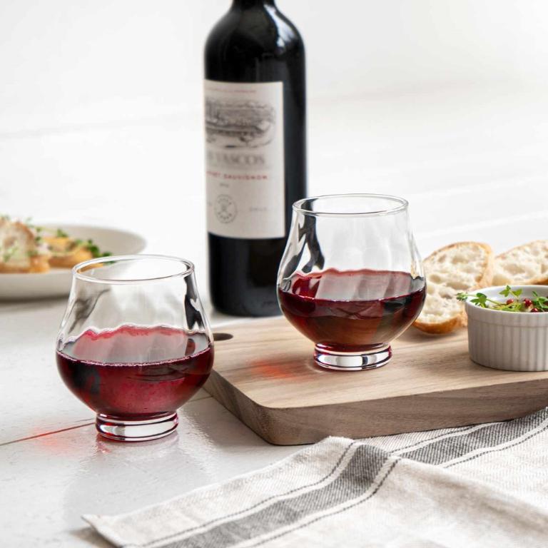 東洋佐佐木 Wine Glass Memo 螺旋菱格玻璃紅酒杯335ml二入組