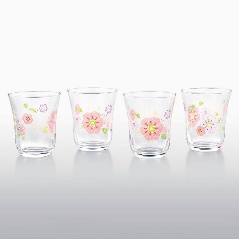 東洋佐佐木 Decor Line 牽牛花玻璃水杯230ml四入禮盒組