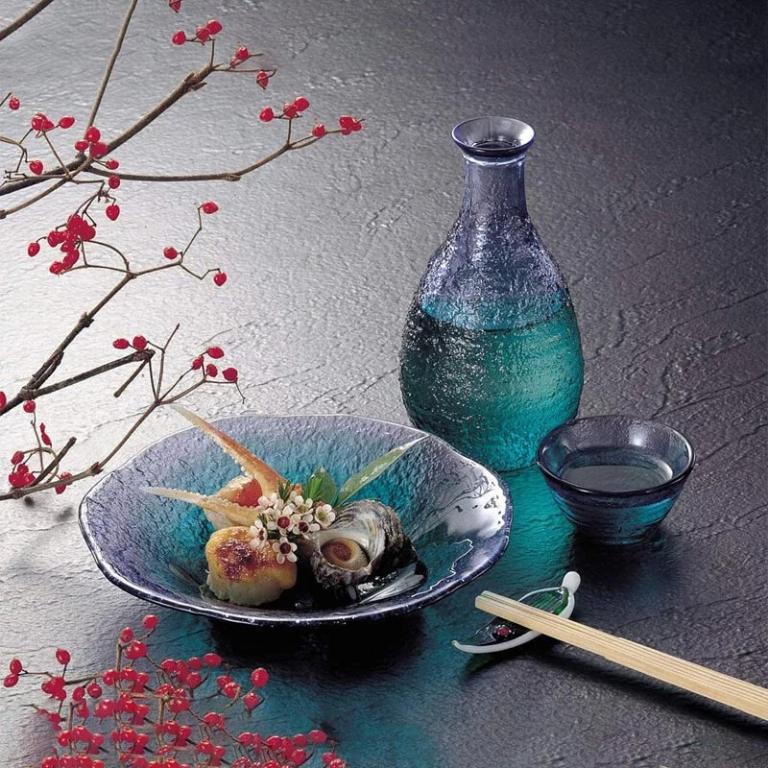 東洋佐佐木 玻璃冷清酒杯壺組-藍綠
