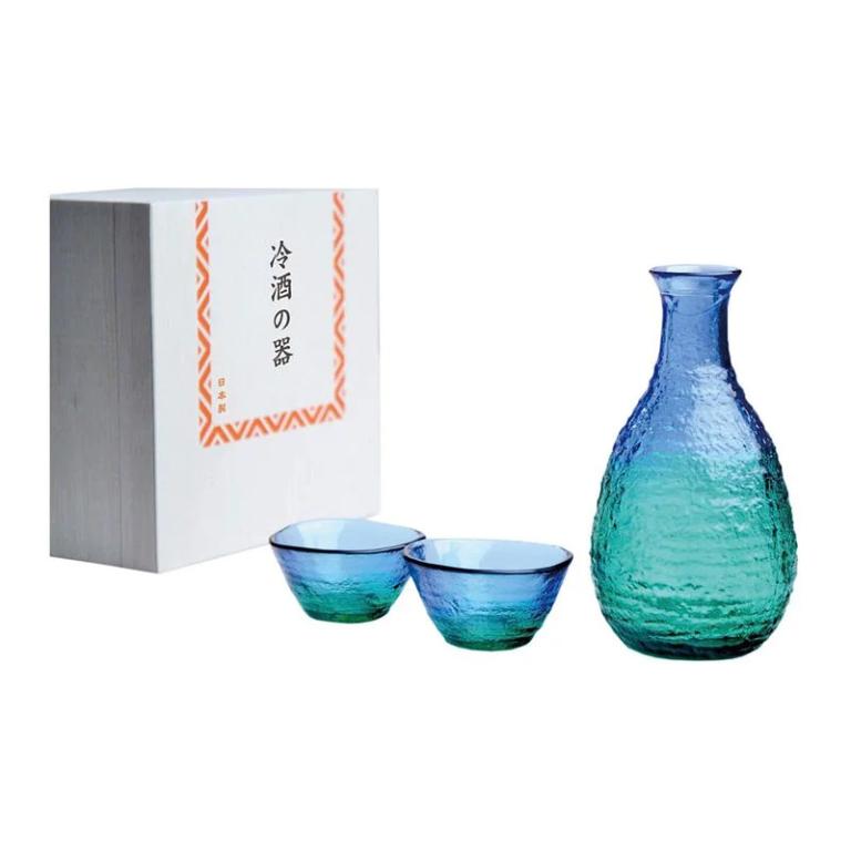 東洋佐佐木 玻璃冷清酒杯壺組-藍綠