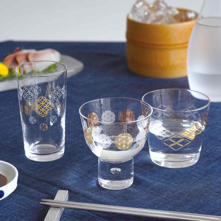 東洋佐佐木 和紋梅花青海波紋 玻璃小酒杯130ml