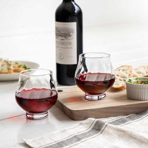 東洋佐佐木 Wine Glass Memo 螺旋菱格玻璃紅酒杯335ml二入組
