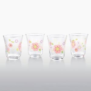 東洋佐佐木 Decor Line 牽牛花玻璃水杯230ml四入禮盒組