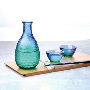 東洋佐佐木 玻璃冷清酒杯壺組-藍綠
