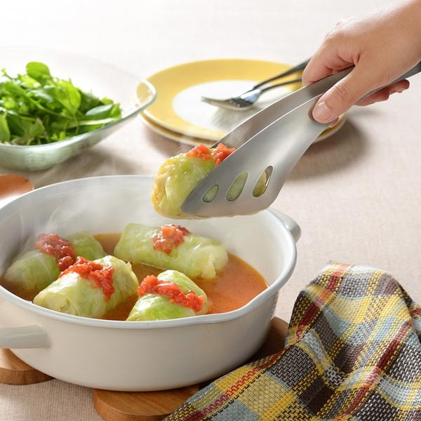 leye 不鏽鋼瀝乾短食物夾 21cm