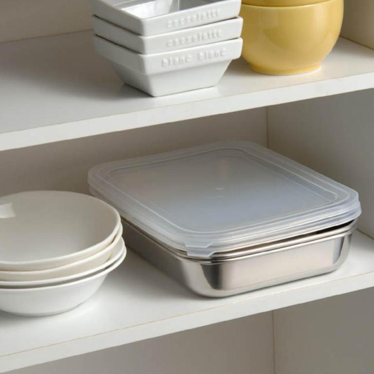 不鏽鋼保鮮盒三入組 附蓋 -26cm