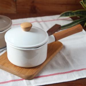 野田琺瑯 Couleur系列木柄單手鍋-白色14cm