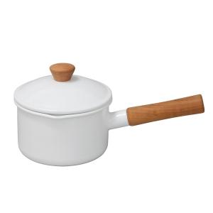 野田琺瑯 Couleur系列木柄單手鍋-白色14cm