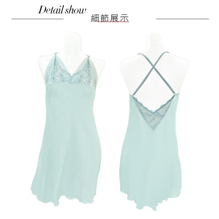 【思薇爾】撩波香雪蘭系列連身蕾絲性感睡衣(青空綠)