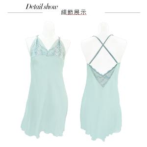 【思薇爾】撩波香雪蘭系列連身蕾絲性感睡衣(青空綠)
