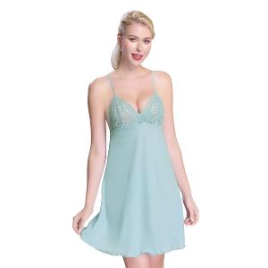 【思薇爾】撩波香雪蘭系列連身蕾絲性感睡衣(青空綠)