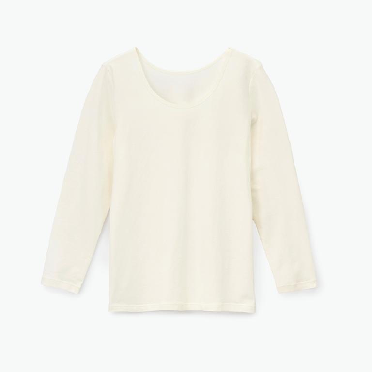 嬪婷-蘭姿-熱牛奶纖維 M-LL圓領長袖(極致白)