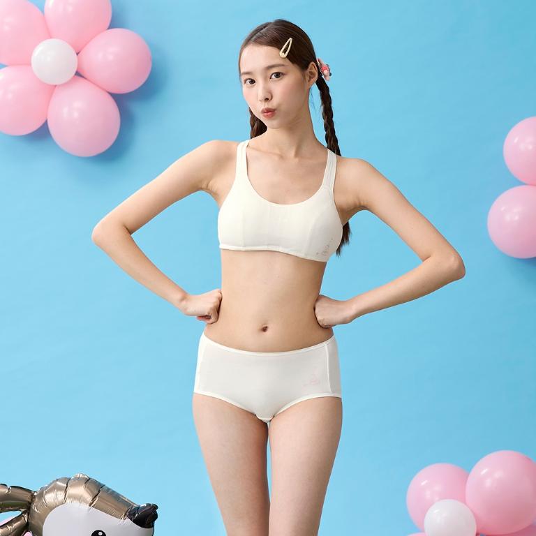 嬪婷-學生系列-Q萌牛奶 AA70-75罩杯第二階段內衣(小米白) 