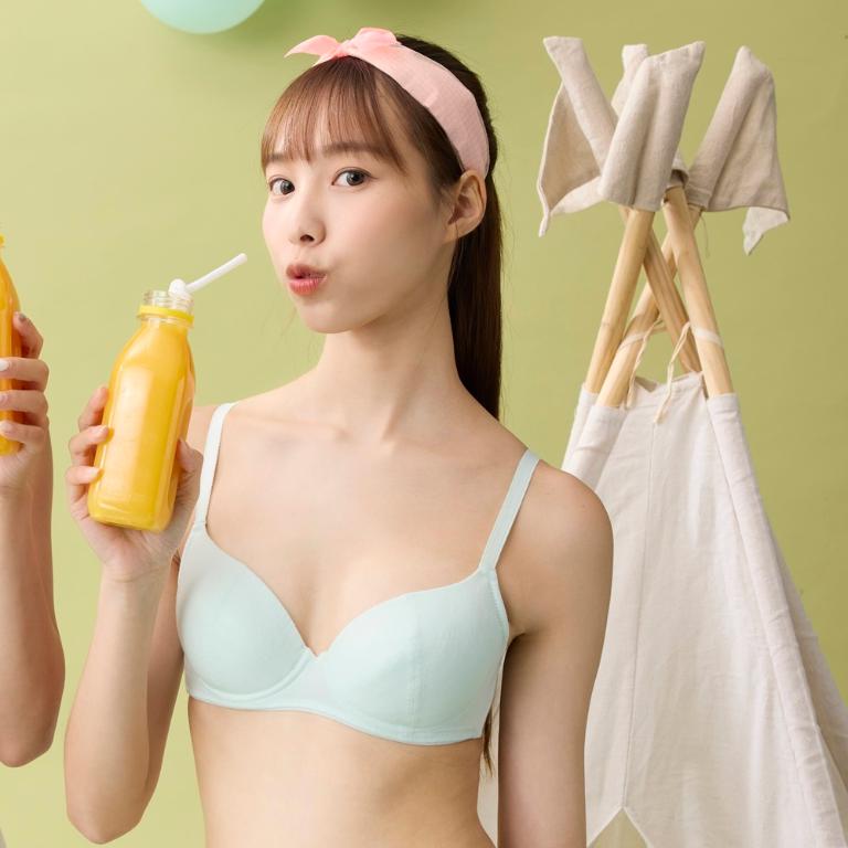 嬪婷-學生系列-Q萌牛奶 A-C罩杯第三階段軟鋼圈內衣(青梅綠)