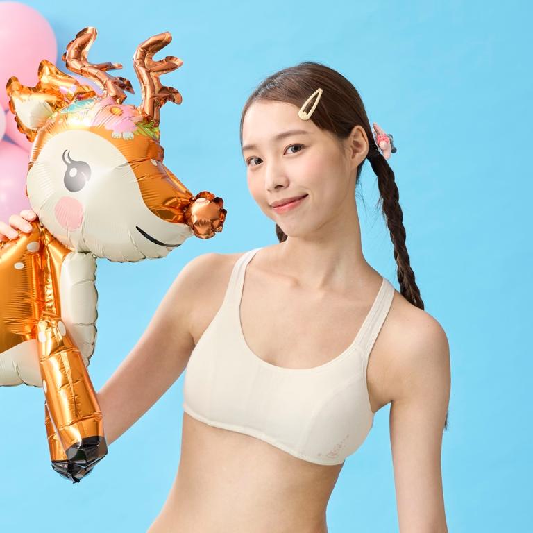 嬪婷-學生系列-Q萌牛奶 AA70-75罩杯第二階段內衣(小米白) 