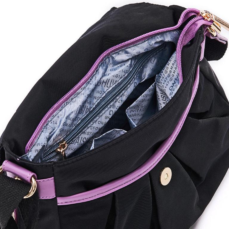 B.S.D.S冰山袋鼠 - BLACK魅惑 - 典雅拼接掀蓋式斜背包 - 芋紫黑【U087-KU】