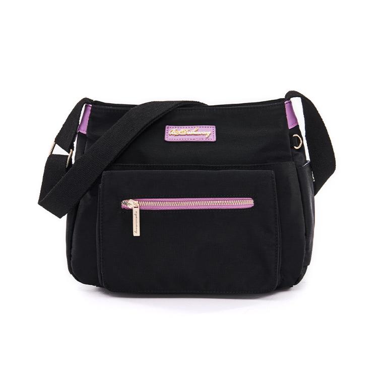 B.S.D.S冰山袋鼠 - BLACK魅惑 - 典雅拼接多層收納斜背包 - 芋紫黑【U20061-KU】