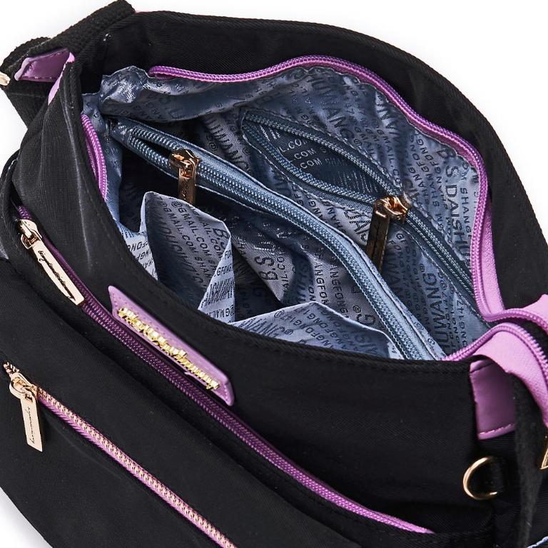 B.S.D.S冰山袋鼠 - BLACK魅惑 - 典雅拼接多層收納斜背包 - 芋紫黑【U20061-KU】