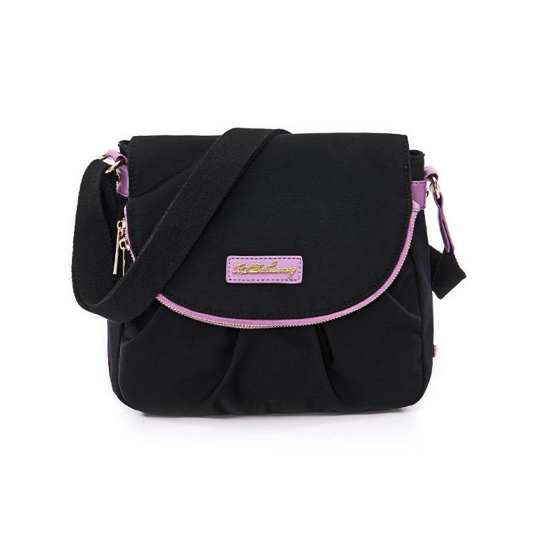 B.S.D.S冰山袋鼠 - BLACK魅惑 - 典雅拼接掀蓋式斜背包 - 芋紫黑【U087-KU】