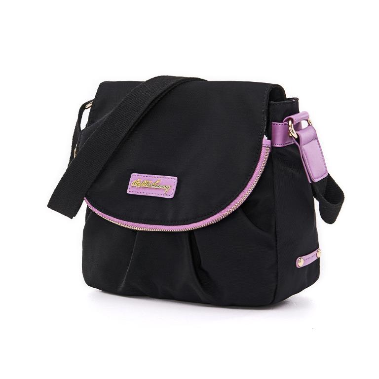 B.S.D.S冰山袋鼠 - BLACK魅惑 - 典雅拼接掀蓋式斜背包 - 芋紫黑【U087-KU】