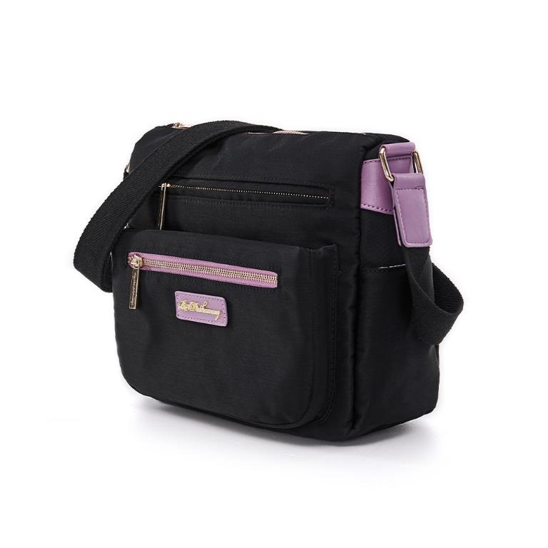 B.S.D.S冰山袋鼠 - BLACK魅惑 - 典雅拼接多夾層斜背包 - 芋紫黑【U069-KU】