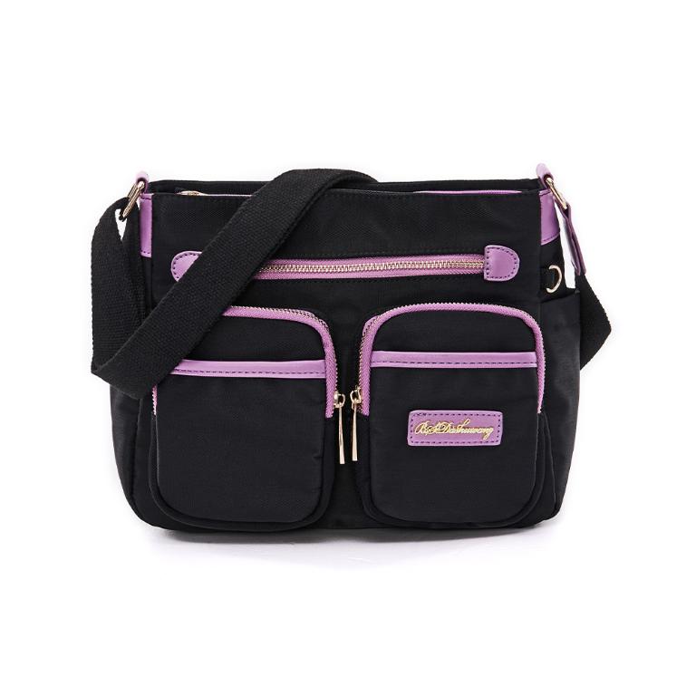 B.S.D.S冰山袋鼠 - BLACK魅惑 - 典雅拼接多口袋斜背包 - 芋紫黑【U089-KU】