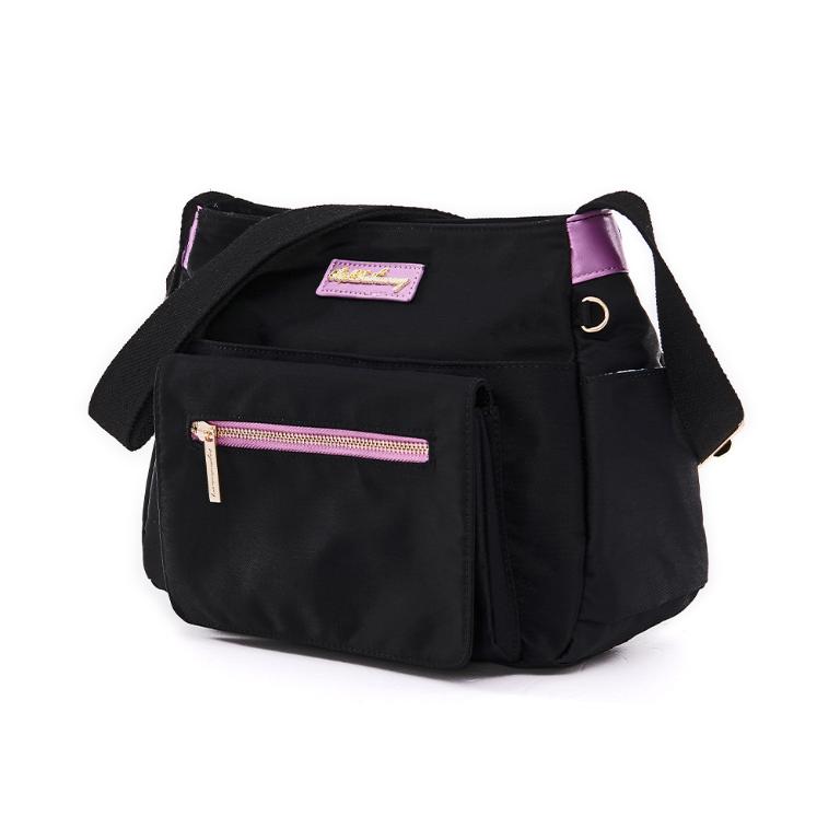 B.S.D.S冰山袋鼠 - BLACK魅惑 - 典雅拼接多層收納斜背包 - 芋紫黑【U20061-KU】