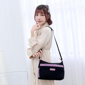 B.S.D.S冰山袋鼠 - BLACK魅惑 - 典雅拼接休閒輕量斜背包 - 芋紫黑【U5503-KU】