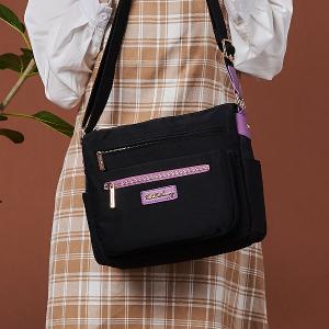 B.S.D.S冰山袋鼠 - BLACK魅惑 - 典雅拼接多夾層斜背包 - 芋紫黑【U069-KU】