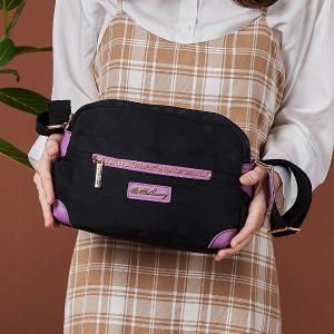 B.S.D.S冰山袋鼠 - BLACK魅惑 - 典雅拼接圓角造型斜背包 - 芋紫黑【U070-KU】